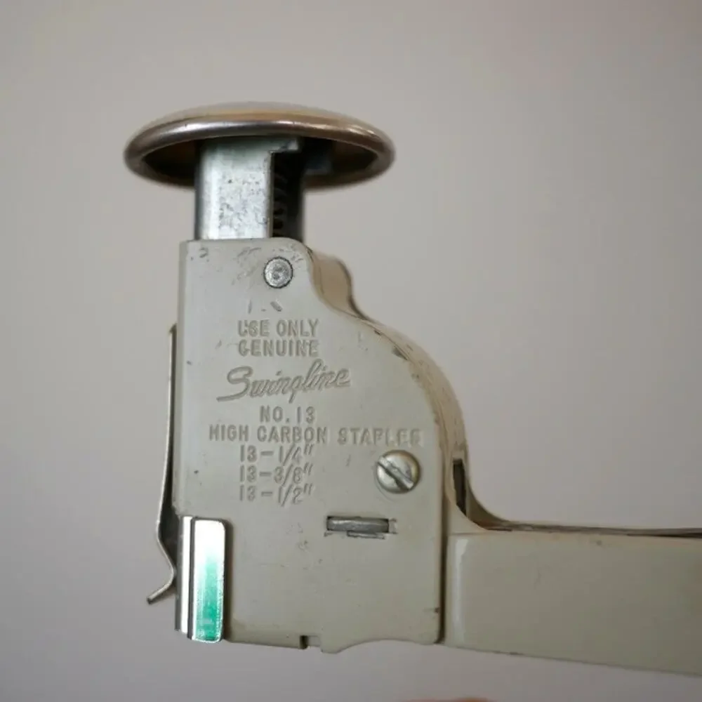 Vtg Swingline 13 Beige Metal Industrial Era Art Deco Heavy Duty Steel Stapler
